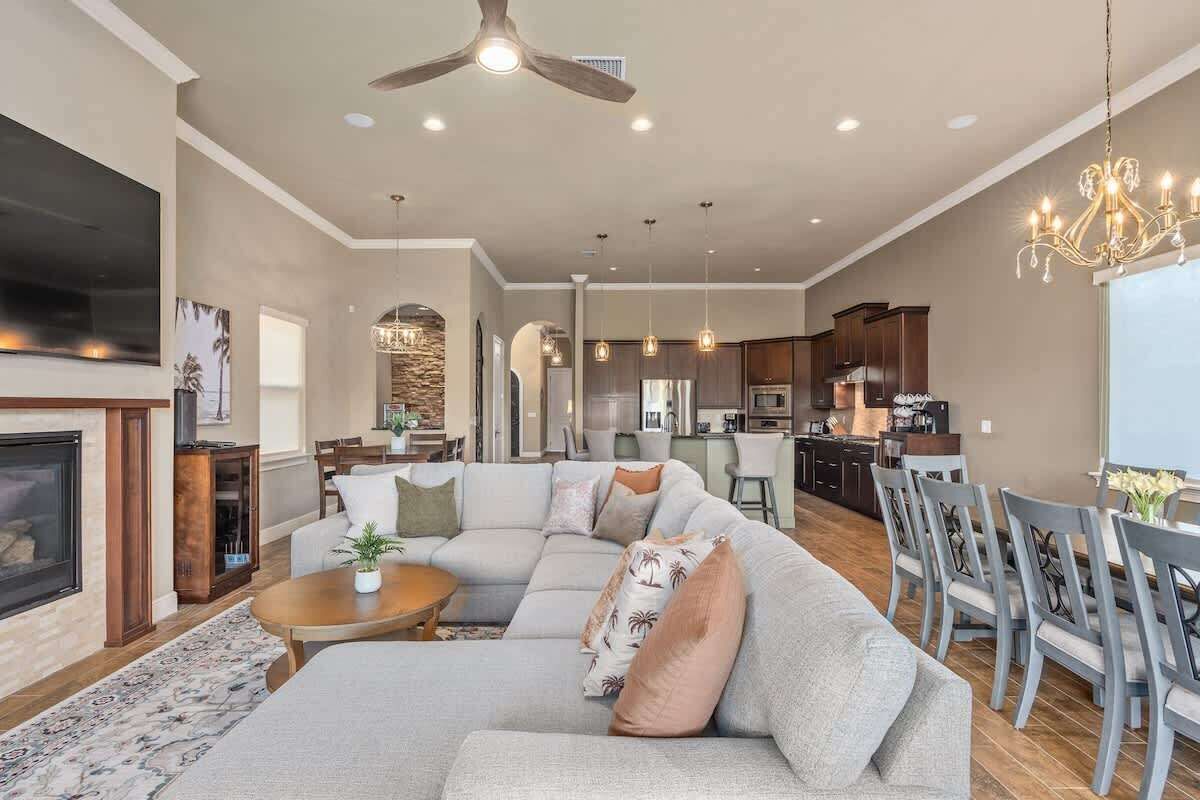 Smart TV, fireplace, video games, books