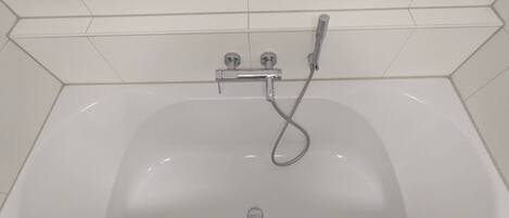 Hair dryer, towels, soap