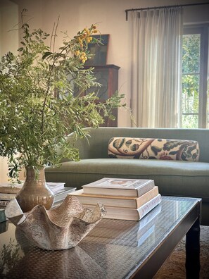 Smart TV, fireplace, table tennis, books