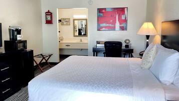 Desk, laptop workspace, blackout drapes, soundproofing