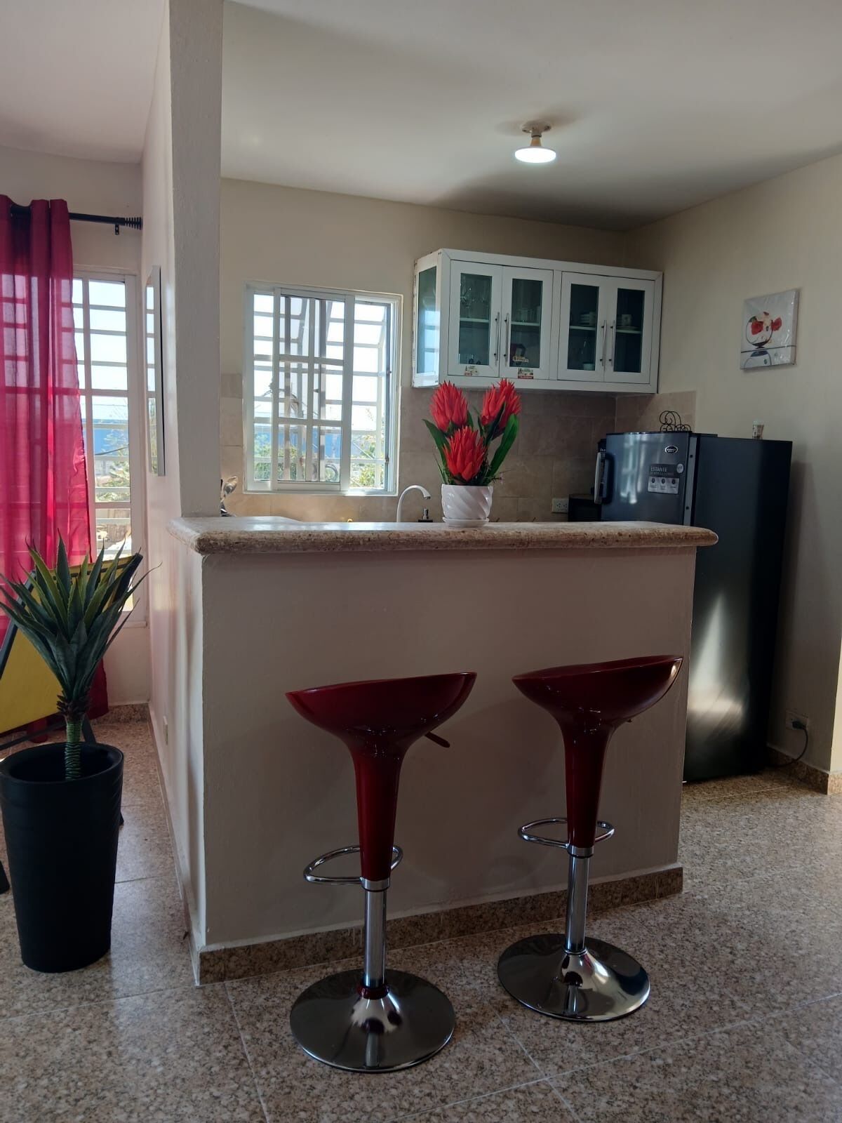 Frigorífico, microondas, horno y cafetera o tetera