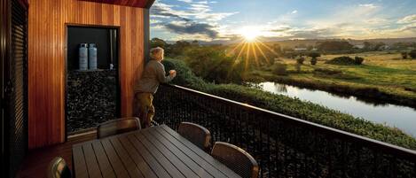Family Cabin, Balcony, River View | Terrace/patio