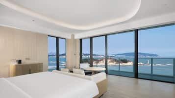 Chambre Double Premium, balcon, vue océan | Coffres-forts dans les chambres, rideaux occultants