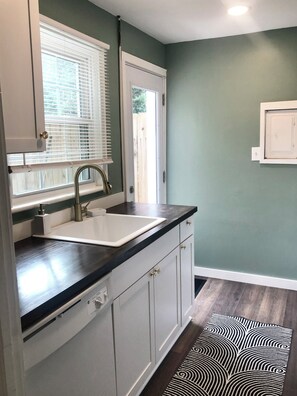 Hair dryer, towels, toilet paper