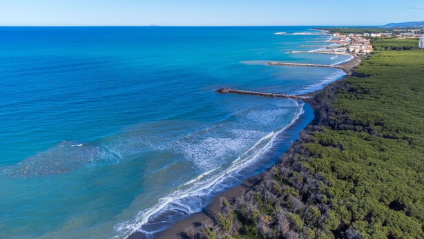 A coastal landscape with a beach, ocean, and a forested area. - Borgo il Vallin delle Conche by Interhome (Cecina)