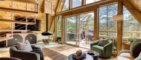 Älytelevisio, takka, videopelejä, kirjoja