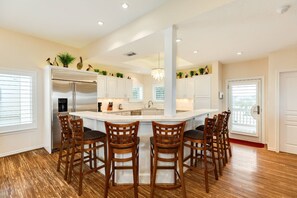 Fridge, microwave, oven, stovetop - New |Steps to Pirates Beach | Expansive Deck with Loungers |Cargo Lift | $200 Free Daily Activities (Galveston)