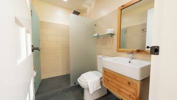 Deluxe Single Room | Bathroom | Shower, hair dryer, slippers, towels