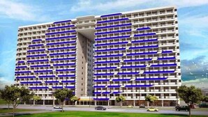 A modern hotel with a symmetrical facade, multiple balconies, and a central atrium. - 1 BR Shell Residences Facing amenities (Pasay)