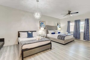 4 bedrooms, iron/ironing board, travel cot, WiFi