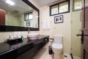 Shower, free toiletries, hair dryer, slippers - Liuchunwu Resort in Tianmu Mountain (Hangzhou)