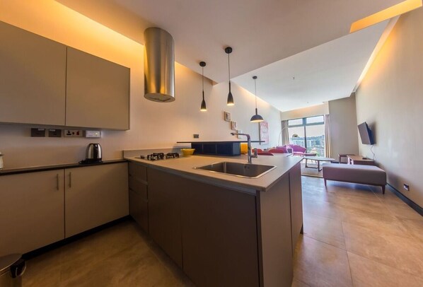 Fridge, microwave, oven, dishwasher