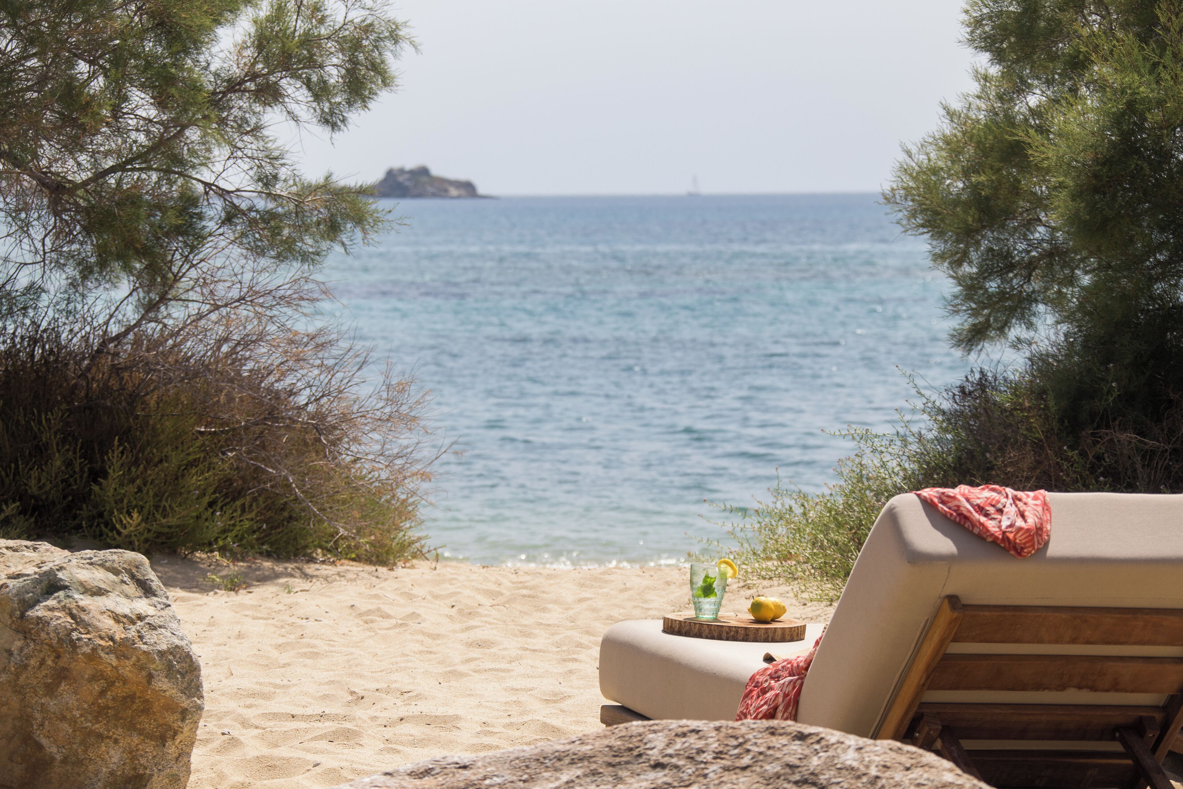 On the beach, beach towels
