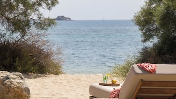 On the beach, beach towels