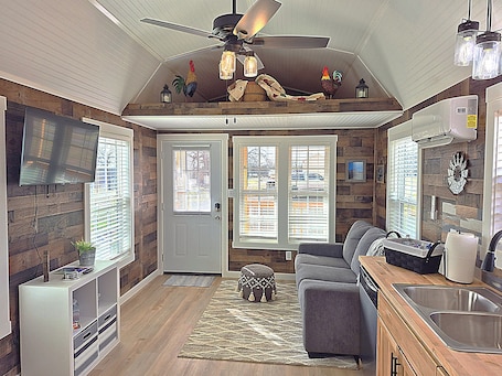 Living area. Redbud Tiny Home Resort