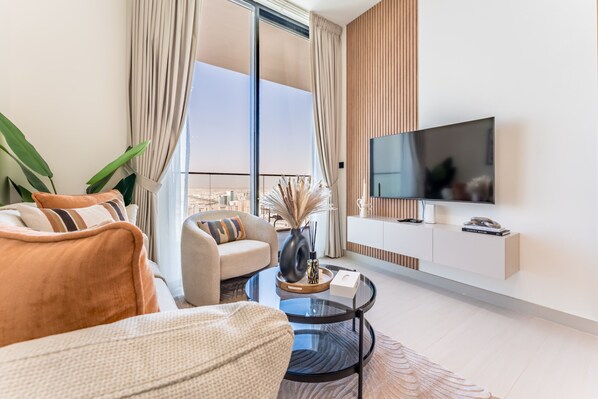 TV - City Views 1BR Near Community Park with Private Balcony, Binghatti House, JVC (Dubai)