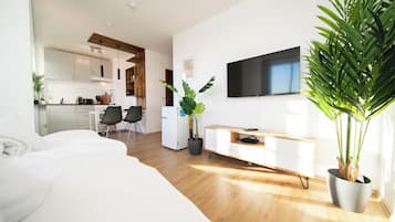 Classic-Apartment, Küche | Allergikerbettwaren, Verdunkelungsvorhänge, Bügeleisen/Bügelbrett
