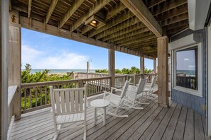 Terrace/patio - Coastal Dharma #188 - Newly Updated Luxurious Oceanfront Retreat, EV Charger (Topsail Beach)