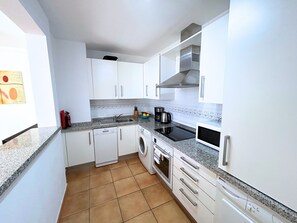 Fridge, microwave, oven, dishwasher