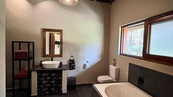 Luxury Double Room, River View | Bathroom | Separate bathtub and shower, hair dryer, towels, toilet paper