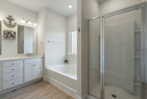 Shower, hair dryer, towels - WindMark Beach Port St. Joe  Home | 3BR + Private Suite | Golf Cart Included (Port St Joe)