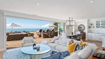 House, Multiple Beds, Hot Tub, Ocean View (Seacliff Beach Retreat) | Living area | 42-inch flat-screen TV with digital channels, fireplace