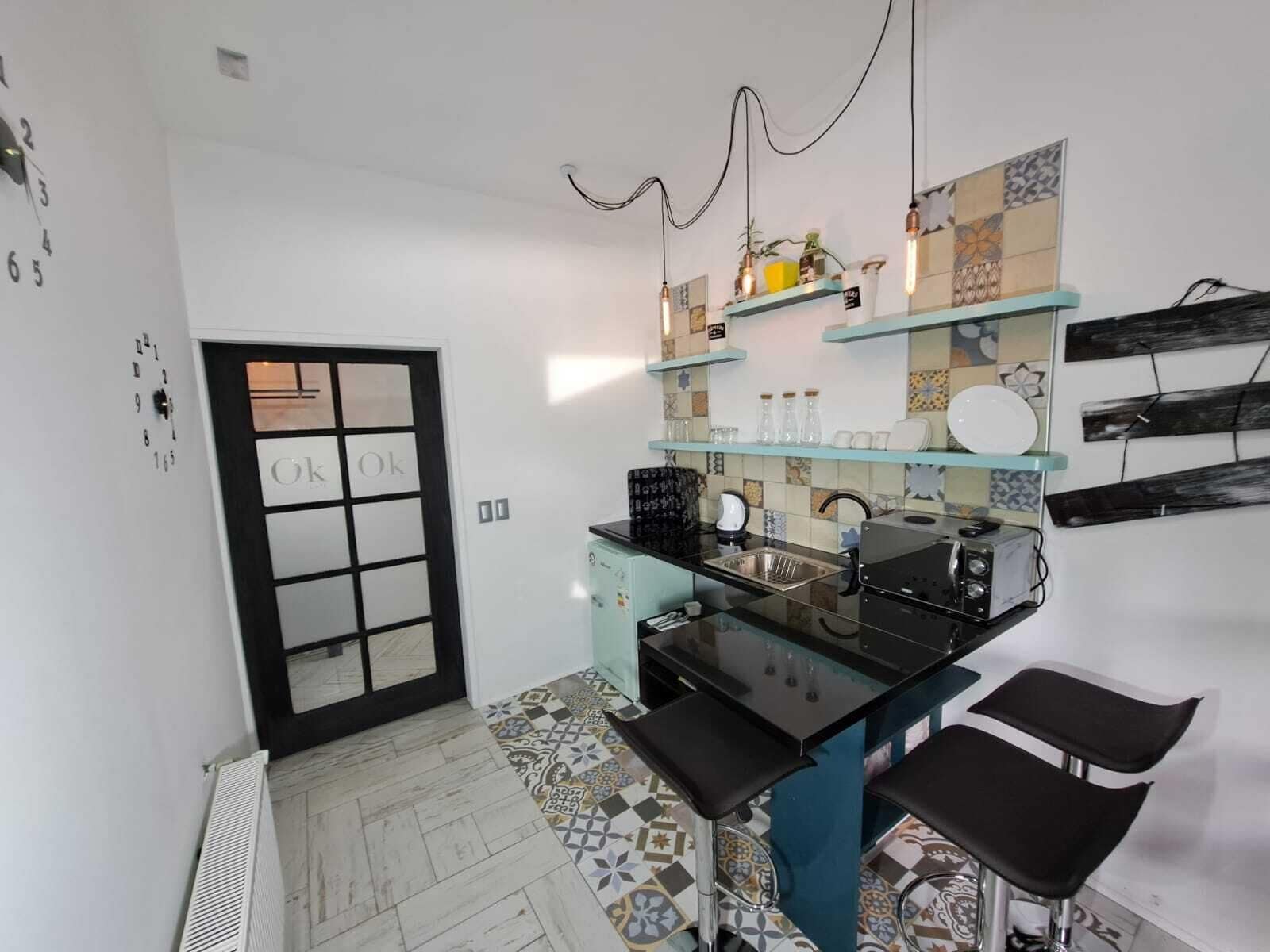 Appartamento Comfort, accesso in sedia a rotelle, angolo cottura | Cucina privata | Mini-frigorifero, microonde, piano cottura, pentole/stoviglie/utensili