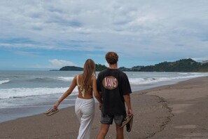 On the beach, white sand