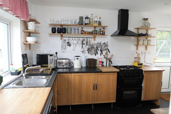 Fridge, microwave, oven, dishwasher