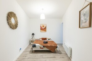 1 bedroom, desk, iron/ironing board, travel cot