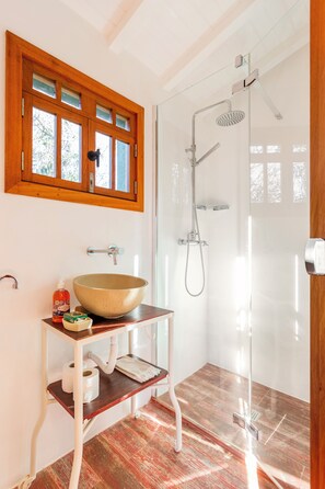 Séchoir à cheveux, serviettes fournies, savon, papier de toilette