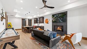 Smart TV, fireplace, video games