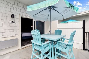 Outdoor dining - Unwind in Serene Oceanfront Room Close to Local Attractions & Dining with Pool (Neptune Beach)
