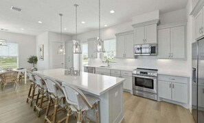 Fridge, microwave, oven, stovetop - Pointe West Beach Retreat | Sleeps 10 | Pool (Galveston)