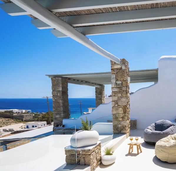 Deluxe Villa, Balcony, Pool View | Balcony view - CAVO BLUE VILLAS (Mykonos)