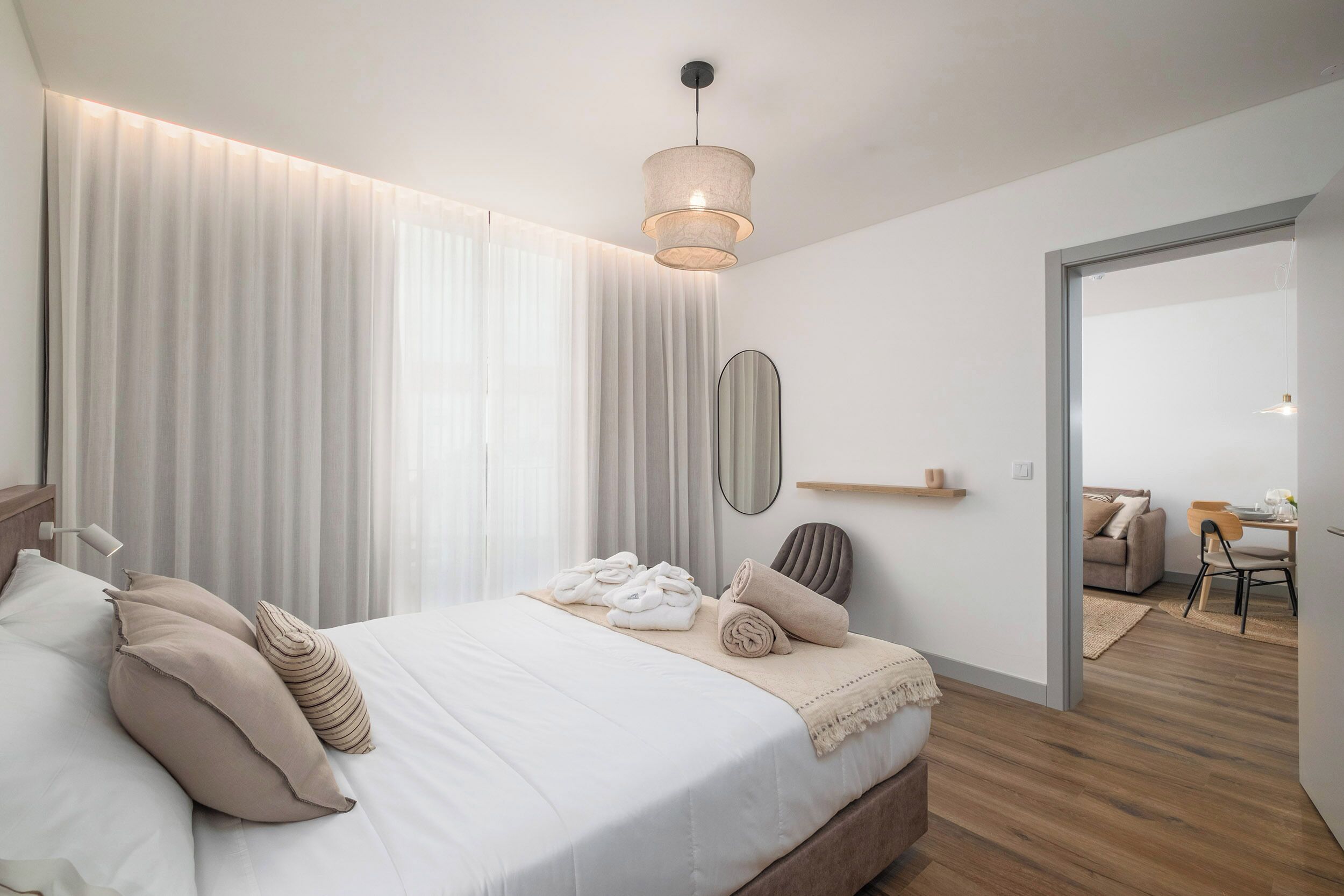 1 bedroom, blackout curtains, soundproofing, iron/ironing board