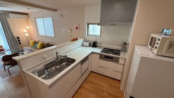 Fridge, microwave, stovetop, dishwasher