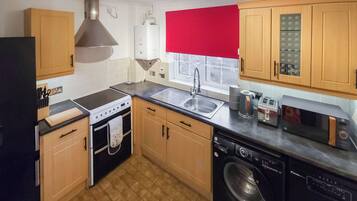 Fridge, microwave, dishwasher, high chair