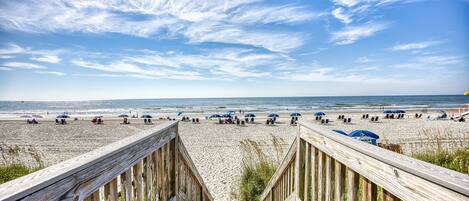 On the beach, beach towels