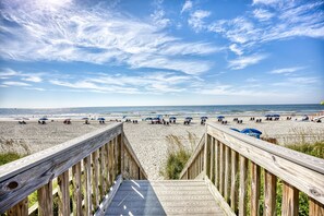 On the beach, beach towels