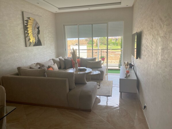 Living area - Lux apartment residence Ketani Bouznika with swimming pool 5 min bouznika beach (BOUZNIKA)