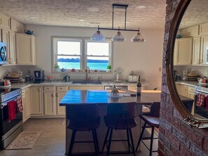 Fridge, microwave, oven, stovetop - Waterfront Retreat | New Private Pier | Remodeled | Epic Sunset Views (Lexington Park)