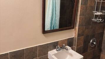 Shower, towels, toilet paper