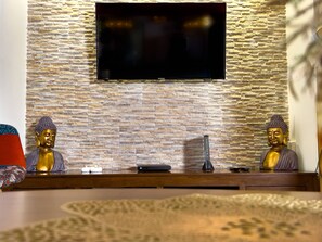 Family Villa, 3 Bedrooms, Private Pool, Pool View | Living area | 150-cm flat-screen TV with cable channels - Villa Bois&Prestige 3C (Saint-Francois)