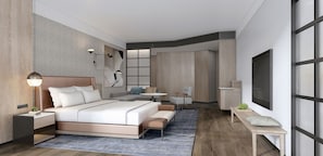 Estudio, 1 cama de matrimonio grande, vistas a la bahía | Caja fuerte, cortinas opacas, wifi gratis y ropa de cama