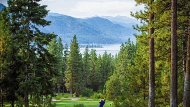 A golf course with a view of mountains and a lake. - *Special* Lake~Hiking~Pool~Tahoe Townhome (Incline Village)