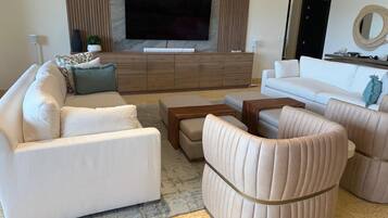 Smart TV, books, stereo, printers