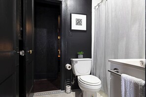 Eco-friendly toiletries, hair dryer, towels, soap