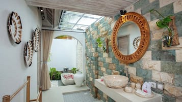 One Bedroom Pool Villa with private pool | Bathroom | Separate bathtub and shower, free toiletries, hair dryer, slippers