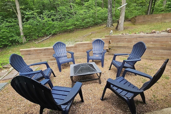 Back porch fire pit - main floor access off dining room area